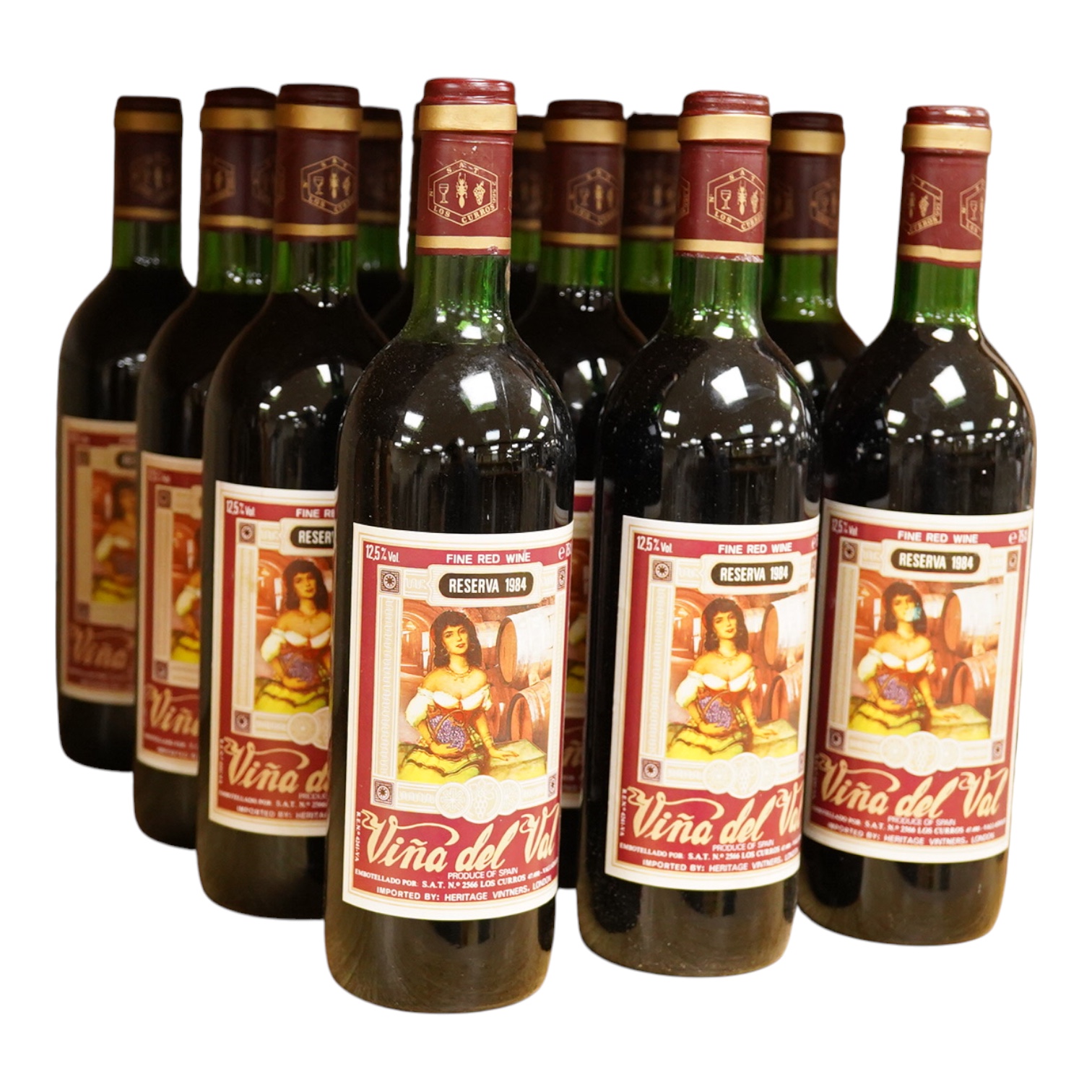 Twelve bottles of Vina del Val, Reserva, 1984.
